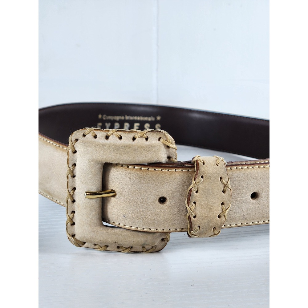 Vintage Made in Italy Leather belt Compagnie Internationale Express Whipstitch